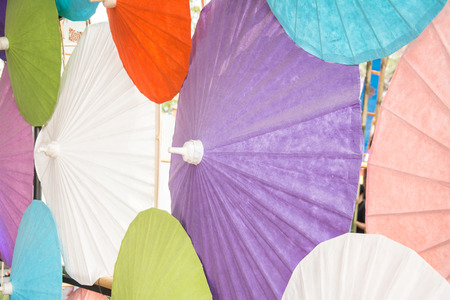 colorfull of umbrellas in thailandの写真素材