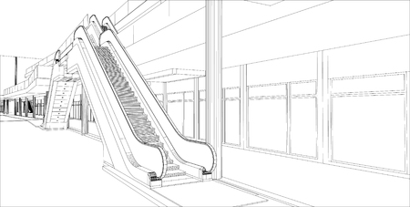 sketch design of interior hall, vectorのイラスト素材
