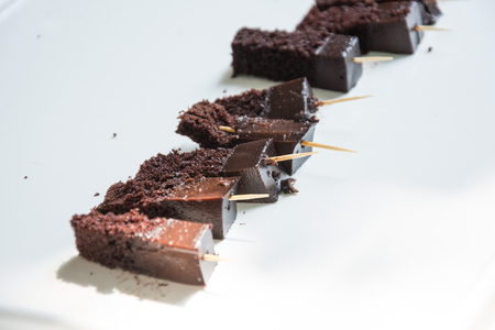 Chocolate Brownie isolated on whiteの写真素材