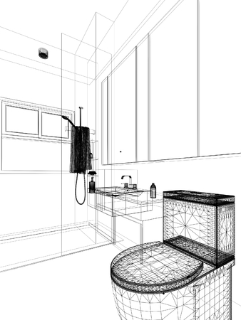 abstract sketch design of interior bathroomの写真素材