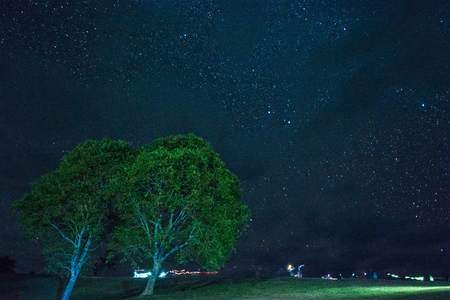 star at night  above the tree , Doi Samer-Dao in Si Nan National Park,  Nan province in Thaoand ,High Iso.の写真素材