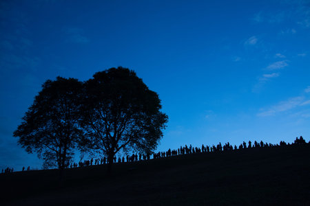 siluate of  people with big tree at Doi Samer Dao  in Sri Nan National Park ,  Nan Province of...