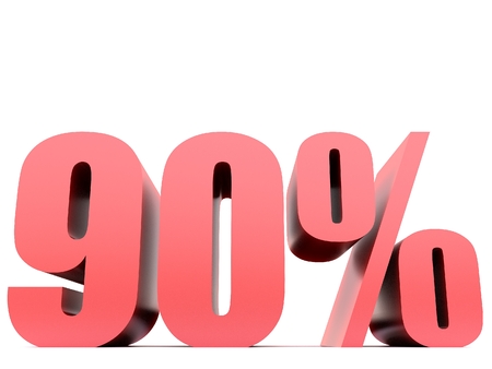 ninety  percent 90% symbol .3d renderingの写真素材