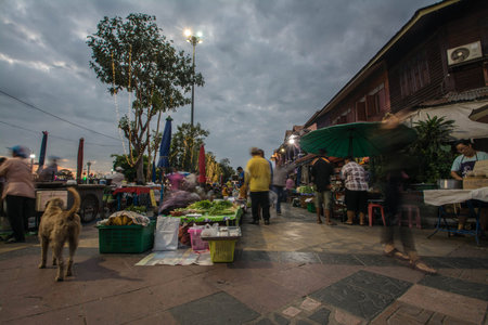 Uthai Thani, Thailand - December 31, 2018:  people visit morning market at Uthai Thani province of Thailandのeditorial素材