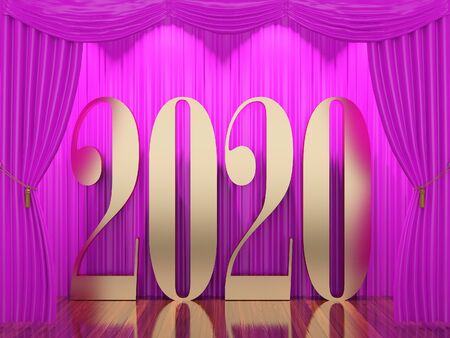 New year 2020, 3d rendering of 2019 on stageの写真素材