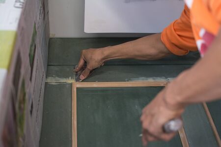 man putty the wooden funiture,interior design decoration の写真素材