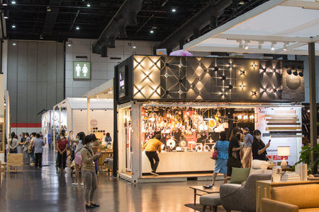 BANGKOK- August 07 ,2020: People  walking in Baanlaesuan  fair midyear 2020 in BITEC   (Bangkok International Trade & Exhibition Centre) Bangna, Thailand.のeditorial素材