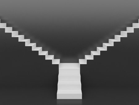 white stairs in black background ,3d rendering