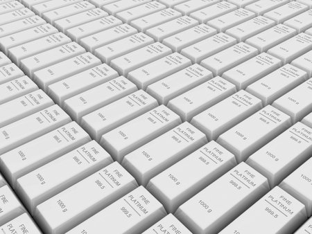 Many platinum bar or ingots ,3d renderingの写真素材