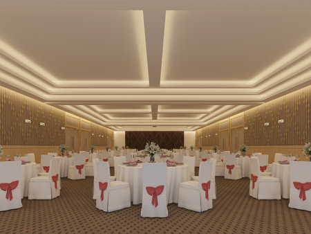 banquet hall design, 3d renderingの写真素材