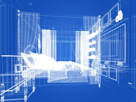 interior design of  bedroom,3d renderingの写真素材