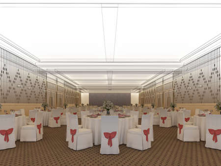 banquet hall design, 3d renderingの写真素材