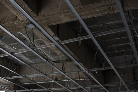 Suspended ceiling structure on site
