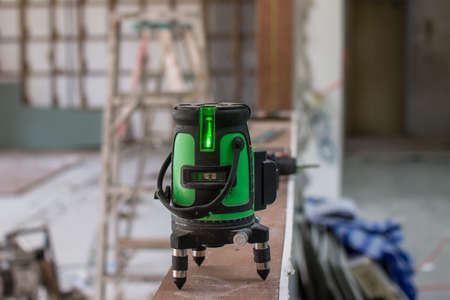 laser measurement level for construction works,の写真素材