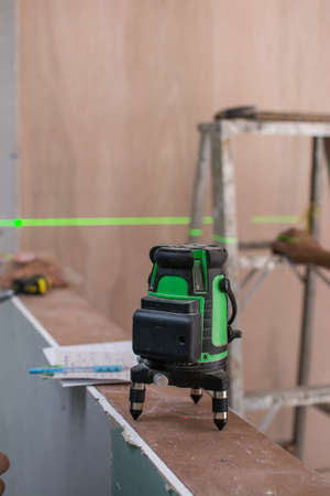laser measurement level for construction works,の写真素材