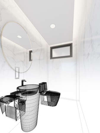 abstract sketch design of interior bathroom ,3d renderingの写真素材