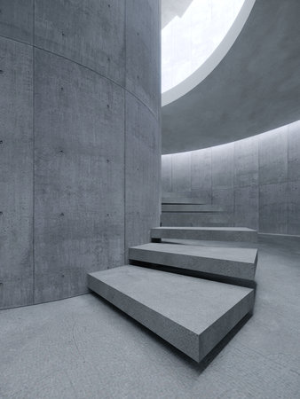 modern staircase in concrete space, 3d renderingの写真素材