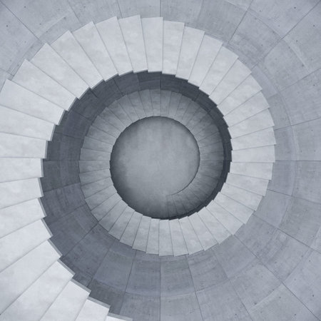 top view of modern staircase in concrete space, 3d rendering