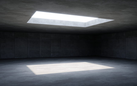 Empty  concrete space interior with sunlight and shadow, 3d rendering