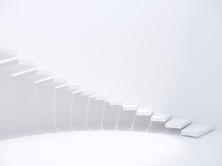 modern staircase in white space, 3d renderingの写真素材