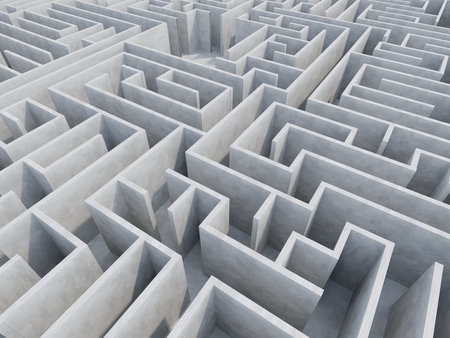 endless maze concrete space ,3d renderingの写真素材