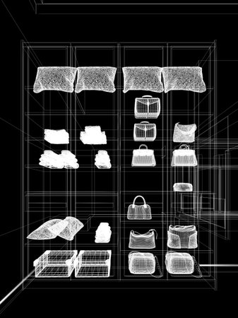 3d rendering of interior walk-in closet roomの写真素材