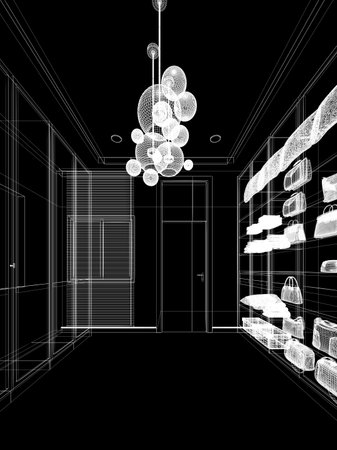 3d rendering of interior walk-in closet roomの写真素材