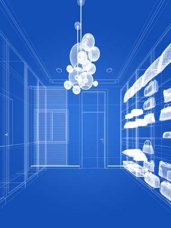 3d rendering of interior walk-in closet roomの写真素材