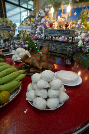 Chinese culture ancestor food offering, Chinese funeral ceremonyの写真素材