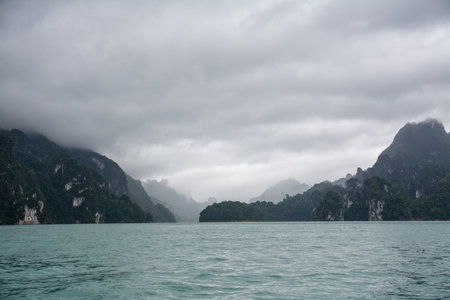 Cheow Lan Lake, Khao Sok, Surat Thani, Thailand.の写真素材