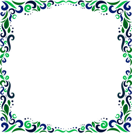 Frame with green and blue curlsのイラスト素材