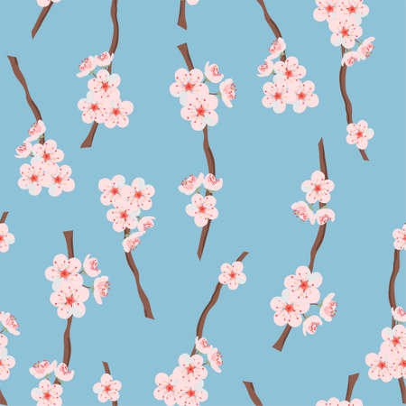 Cherry blossom branches seamless pattern.のイラスト素材