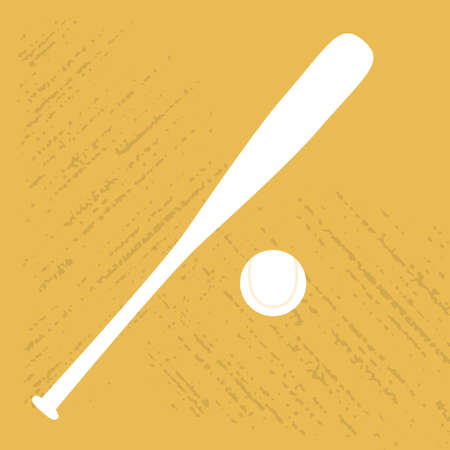 Baseball bat and ball with texture. Sport equipment in retro styleのイラスト素材