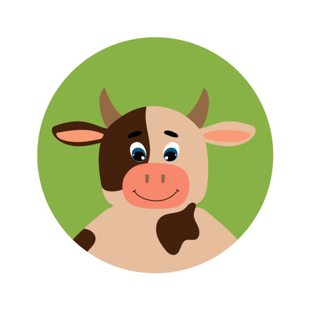 Cute cow head. Template for   design, card, printのイラスト素材