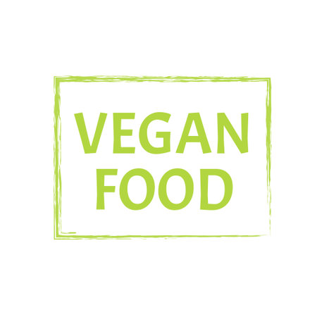 Vegan food label design. Vegan, no meat, lactose free, healthy, fresh and nonviolent food.のイラスト素材