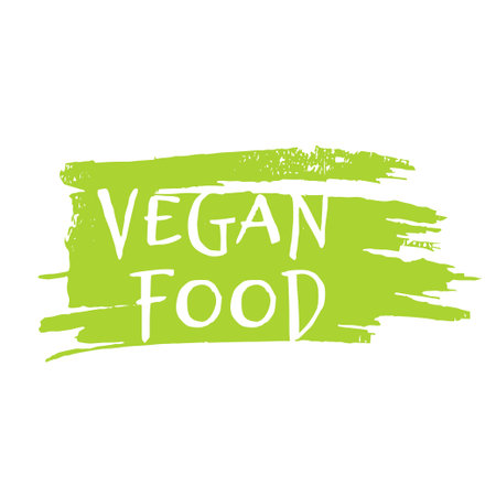 Vegan food label design. Vegan, no meat, lactose free, healthy, fresh and nonviolent food.のイラスト素材