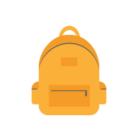 School backpack. yellow school bag. Front view travel bag.のイラスト素材
