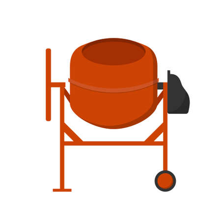 Concrete mixer. Cement mixer. Portable mixing unit. Construction machinery. Flat style design.のイラスト素材