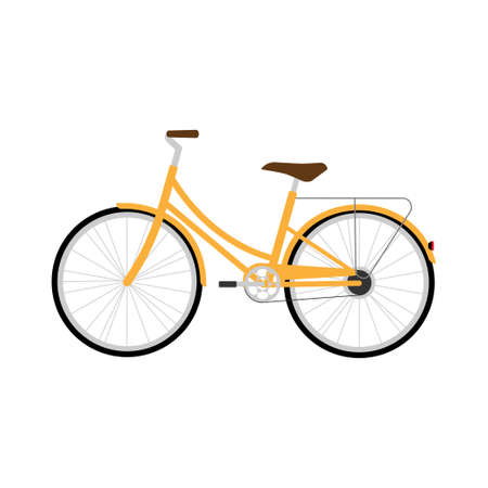 Yellow city bicycle. Modern urban vehicle. Flat style design.のイラスト素材