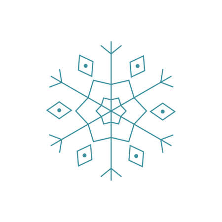 Blue snowflake. Icon  design. Ice crystal winter symbol. Template for winter design.のイラスト素材
