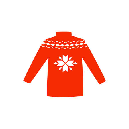 Red sweater with ornament. Clothing and accessories. Doodle style.のイラスト素材