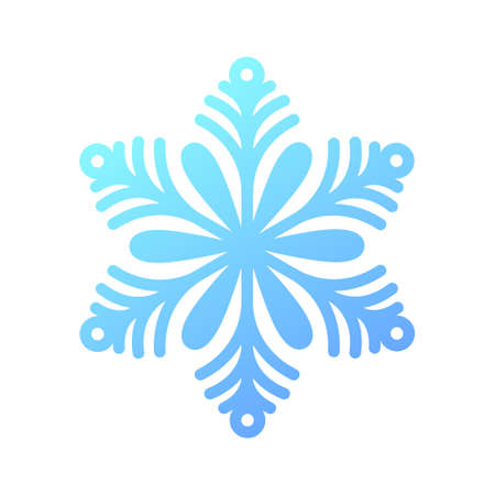 Blue gradient snowflake. Ice crystal winter symbol. Template for winter design.のイラスト素材