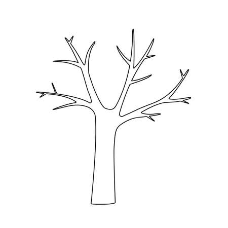 Naked winter tree. Tree without leaves. Line art. Doodle style.のイラスト素材