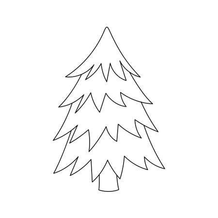 Line art Christmas tree. Pine tree. Doodle style.のイラスト素材