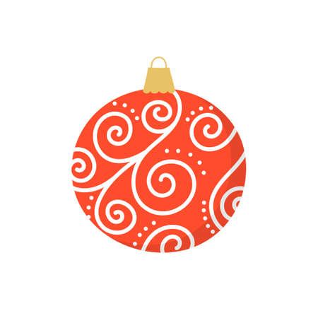 Christmas ball with white ornament. Template for winter festive design.のイラスト素材