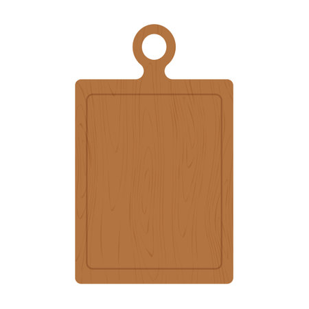 Wooden cutting board. Kitchen equipment, utensils, kitchenware. Isolated vector illustrationのイラスト素材