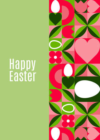 Happy Easter greeting card. Modern geometric abstract style. Perfect for a poster, cover, or postcard. Vector illustrationのイラスト素材