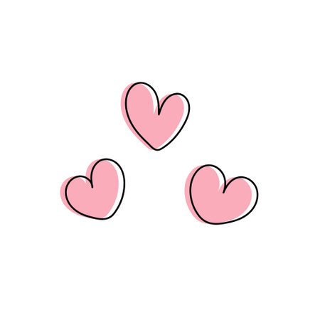 Set of hand drawn hearts. Line art doodle style. Design elements for Valentines, Mothers day, birthday card, invitation.のイラスト素材