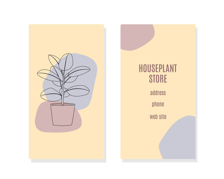 Houseplant store bisiness card, flyer. Florarium, home garden, greenhouse, gardening and potted plant conceptのイラスト素材