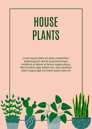 Flyer for houseplants store. Florarium, home garden, greenhouse, gardening and potted plant conceptのイラスト素材
